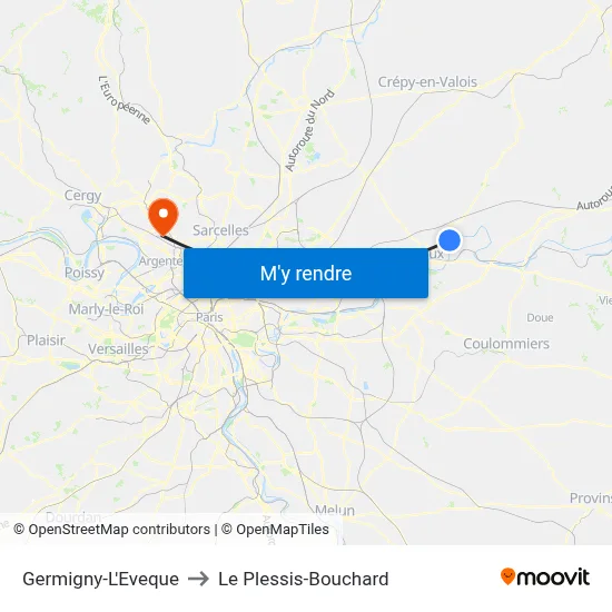 Germigny-L'Eveque to Le Plessis-Bouchard map
