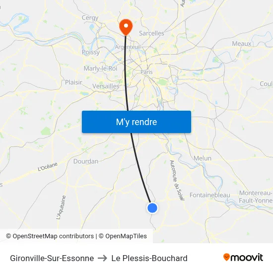 Gironville-Sur-Essonne to Le Plessis-Bouchard map