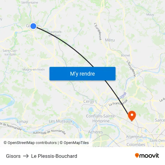 Gisors to Le Plessis-Bouchard map
