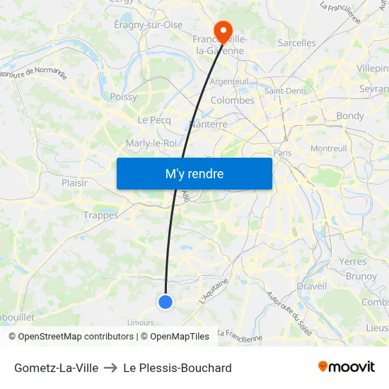 Gometz-La-Ville to Le Plessis-Bouchard map
