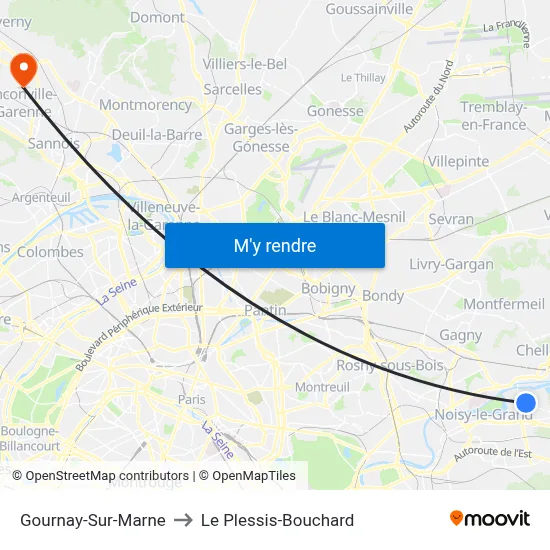 Gournay-Sur-Marne to Le Plessis-Bouchard map