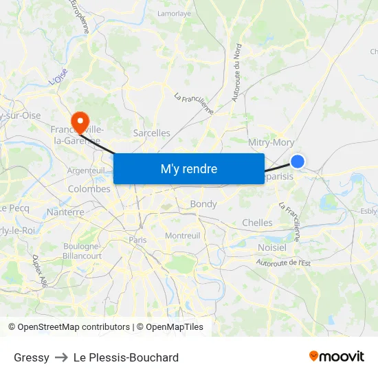Gressy to Le Plessis-Bouchard map