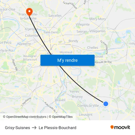 Grisy-Suisnes to Le Plessis-Bouchard map