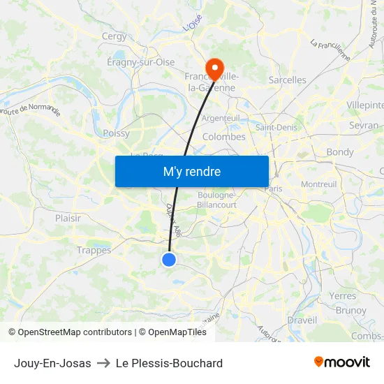 Jouy-En-Josas to Le Plessis-Bouchard map