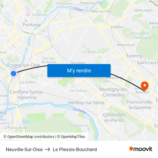 Neuville-Sur-Oise to Le Plessis-Bouchard map