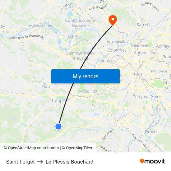 Saint-Forget to Le Plessis-Bouchard map