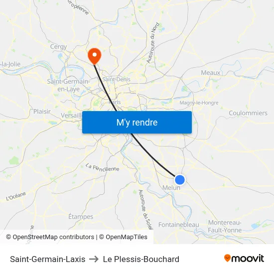 Saint-Germain-Laxis to Le Plessis-Bouchard map