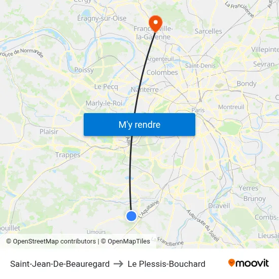 Saint-Jean-De-Beauregard to Le Plessis-Bouchard map