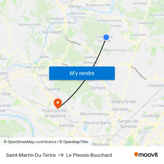 Saint-Martin-Du-Tertre to Le Plessis-Bouchard map