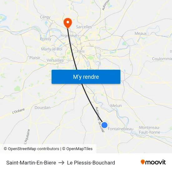 Saint-Martin-En-Biere to Le Plessis-Bouchard map