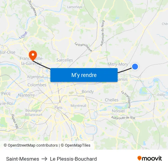 Saint-Mesmes to Le Plessis-Bouchard map