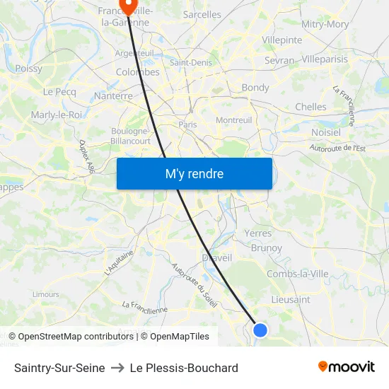 Saintry-Sur-Seine to Le Plessis-Bouchard map