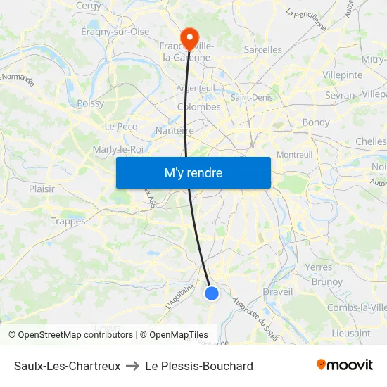 Saulx-Les-Chartreux to Le Plessis-Bouchard map