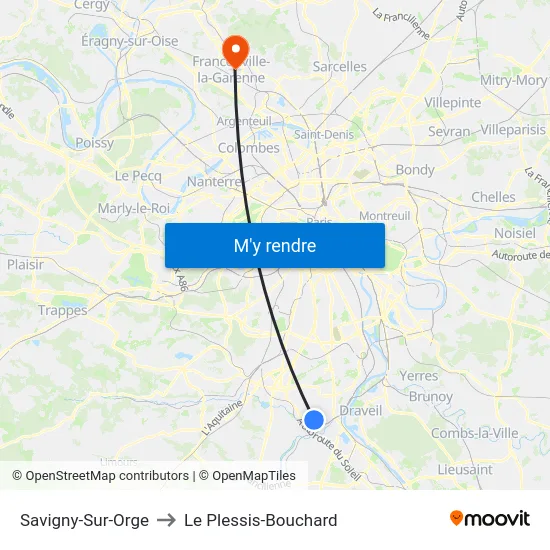 Savigny-Sur-Orge to Le Plessis-Bouchard map