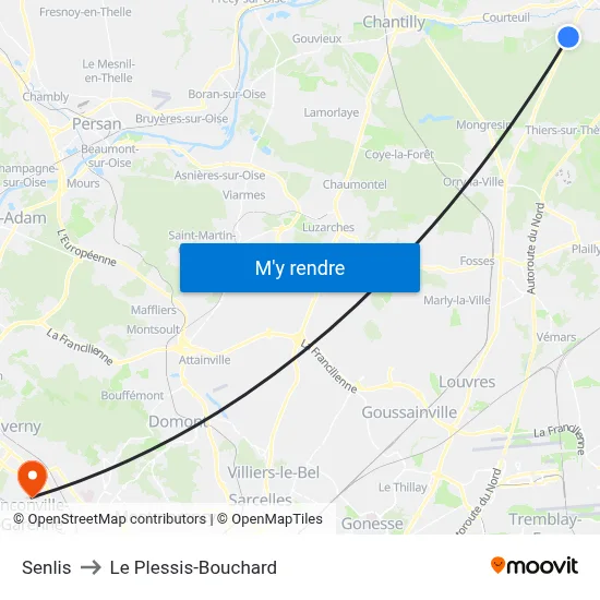 Senlis to Le Plessis-Bouchard map