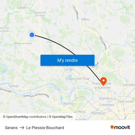 Serans to Le Plessis-Bouchard map