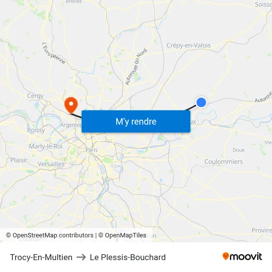 Trocy-En-Multien to Le Plessis-Bouchard map