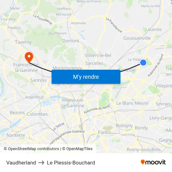 Vaudherland to Le Plessis-Bouchard map