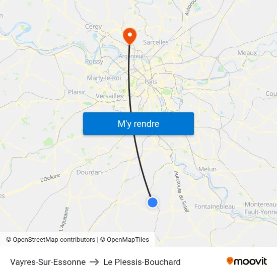 Vayres-Sur-Essonne to Le Plessis-Bouchard map