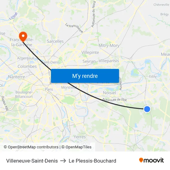 Villeneuve-Saint-Denis to Le Plessis-Bouchard map