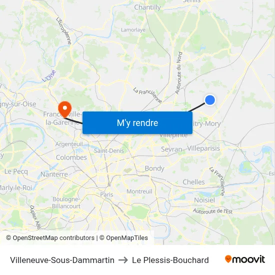 Villeneuve-Sous-Dammartin to Le Plessis-Bouchard map