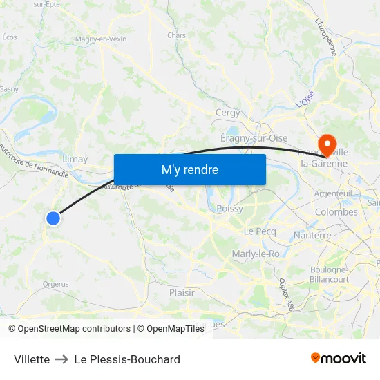 Villette to Le Plessis-Bouchard map