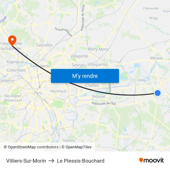 Villiers-Sur-Morin to Le Plessis-Bouchard map