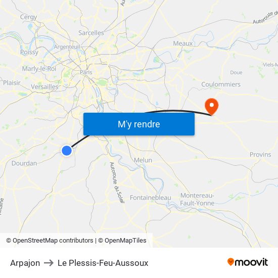 Arpajon to Le Plessis-Feu-Aussoux map