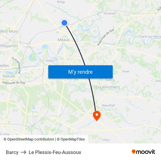 Barcy to Le Plessis-Feu-Aussoux map