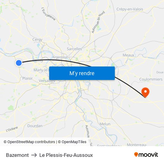 Bazemont to Le Plessis-Feu-Aussoux map