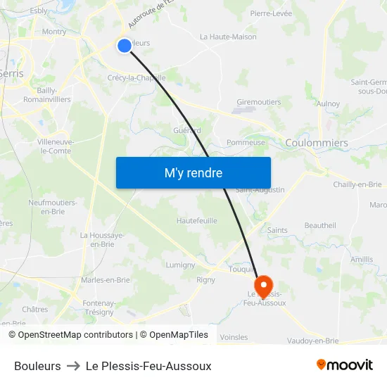 Bouleurs to Le Plessis-Feu-Aussoux map