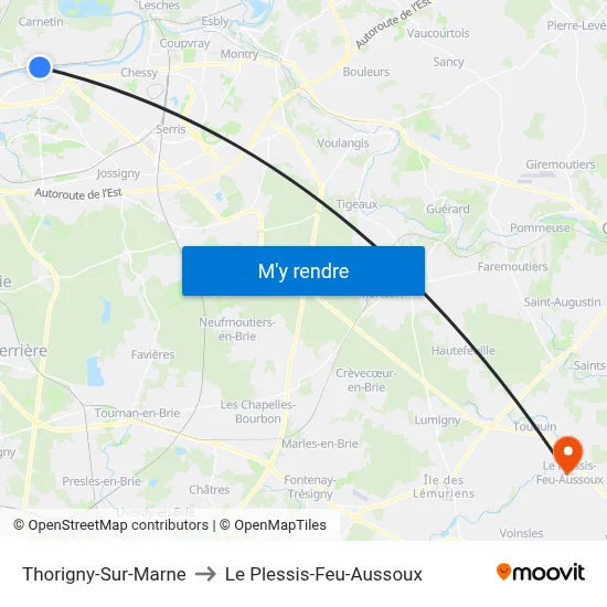 Thorigny-Sur-Marne to Le Plessis-Feu-Aussoux map