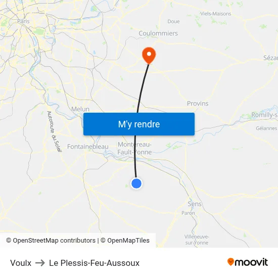 Voulx to Le Plessis-Feu-Aussoux map