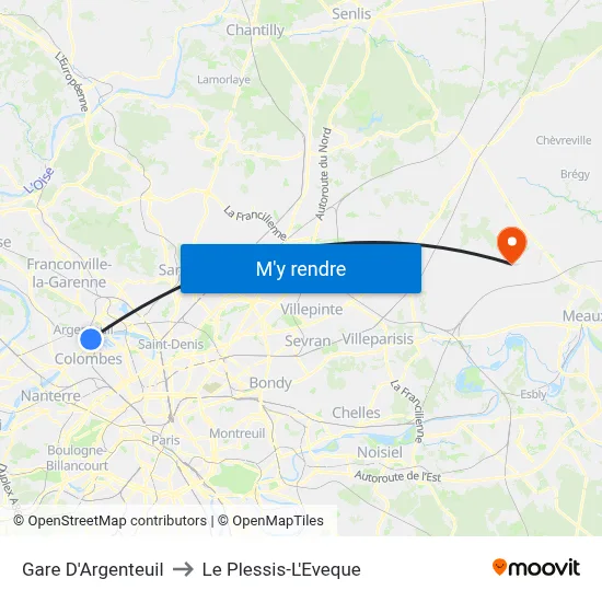 Gare D'Argenteuil to Le Plessis-L'Eveque map