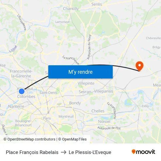 Place François Rabelais to Le Plessis-L'Eveque map