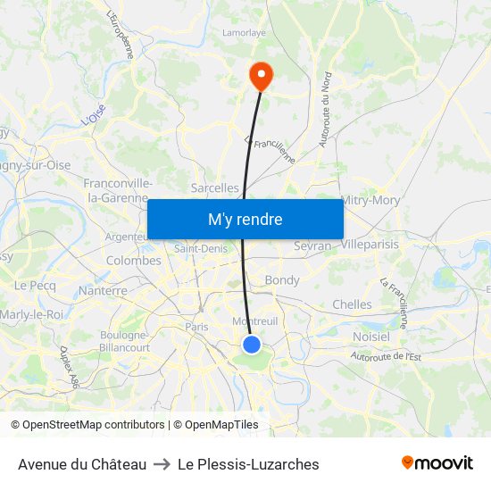 Avenue du Château to Le Plessis-Luzarches map