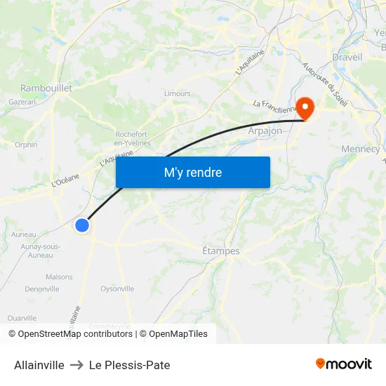 Allainville to Le Plessis-Pate map