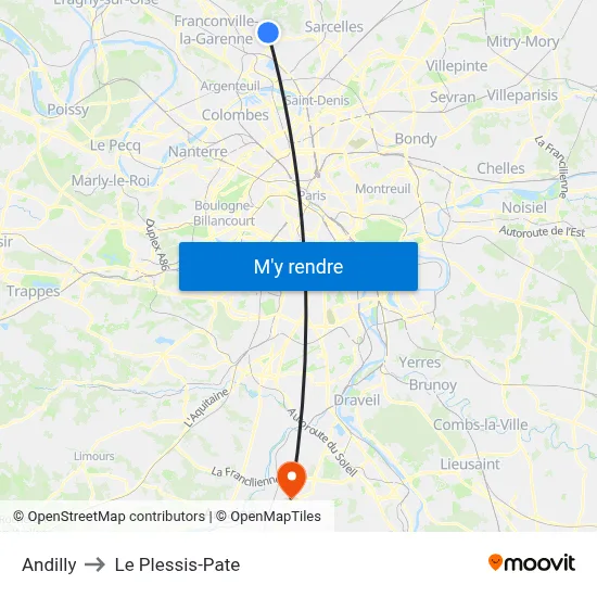 Andilly to Le Plessis-Pate map