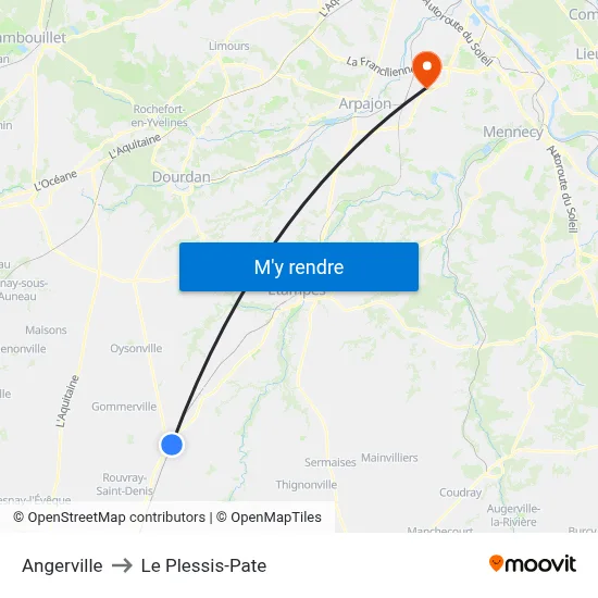 Angerville to Le Plessis-Pate map