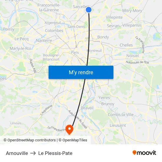 Arnouville to Le Plessis-Pate map