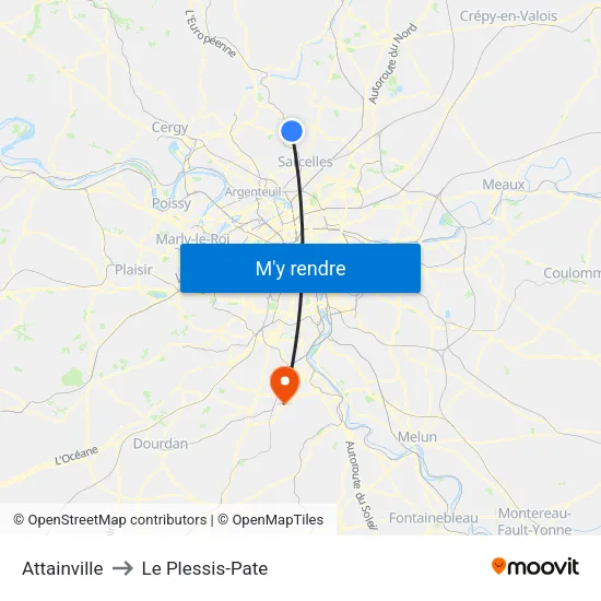 Attainville to Le Plessis-Pate map