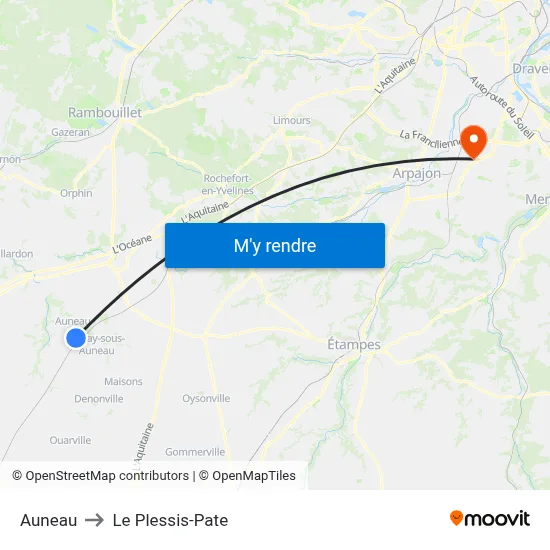 Auneau to Le Plessis-Pate map