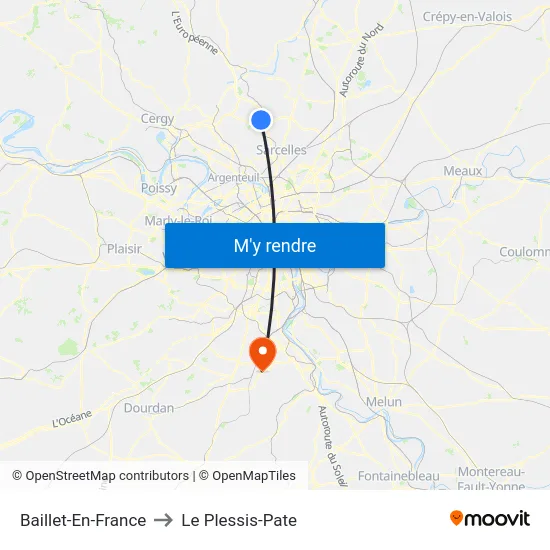 Baillet-En-France to Le Plessis-Pate map