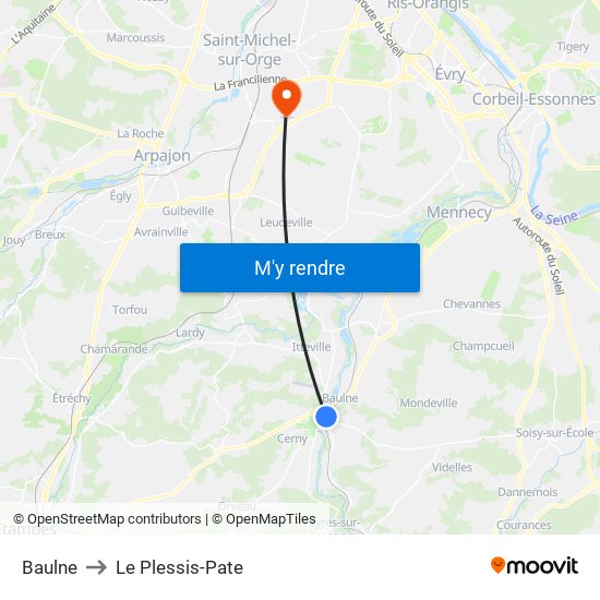 Baulne to Le Plessis-Pate map