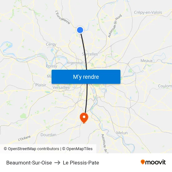 Beaumont-Sur-Oise to Le Plessis-Pate map