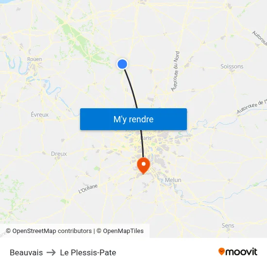 Beauvais to Le Plessis-Pate map