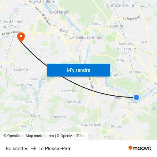 Boissettes to Le Plessis-Pate map