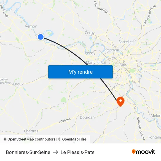 Bonnieres-Sur-Seine to Le Plessis-Pate map