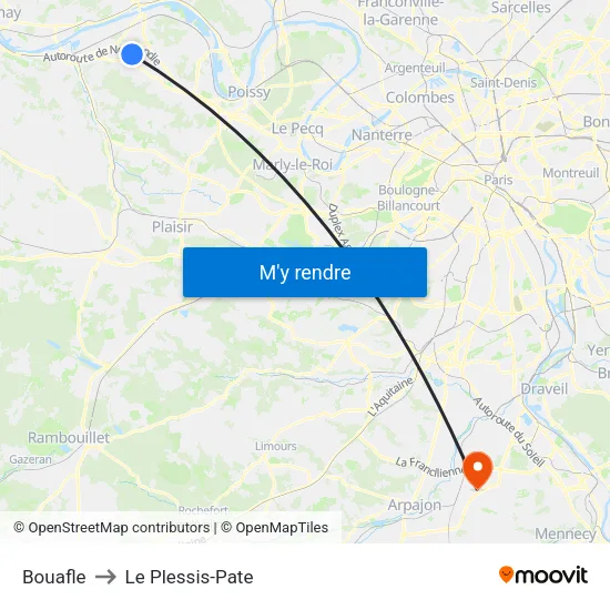 Bouafle to Le Plessis-Pate map