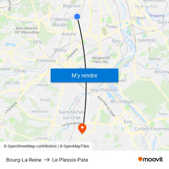 Bourg-La-Reine to Le Plessis-Pate map